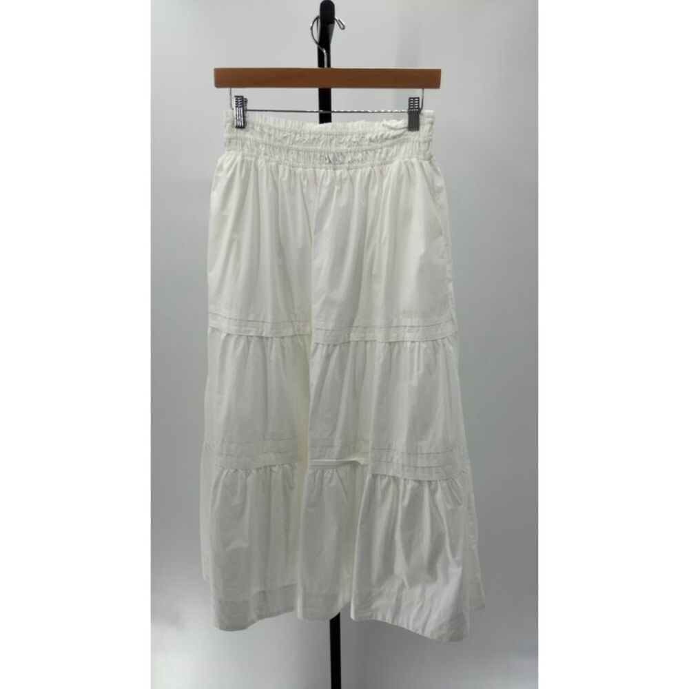 Quince Cottagecore Peasant Boho White Tiered Maxi Skirt Medium